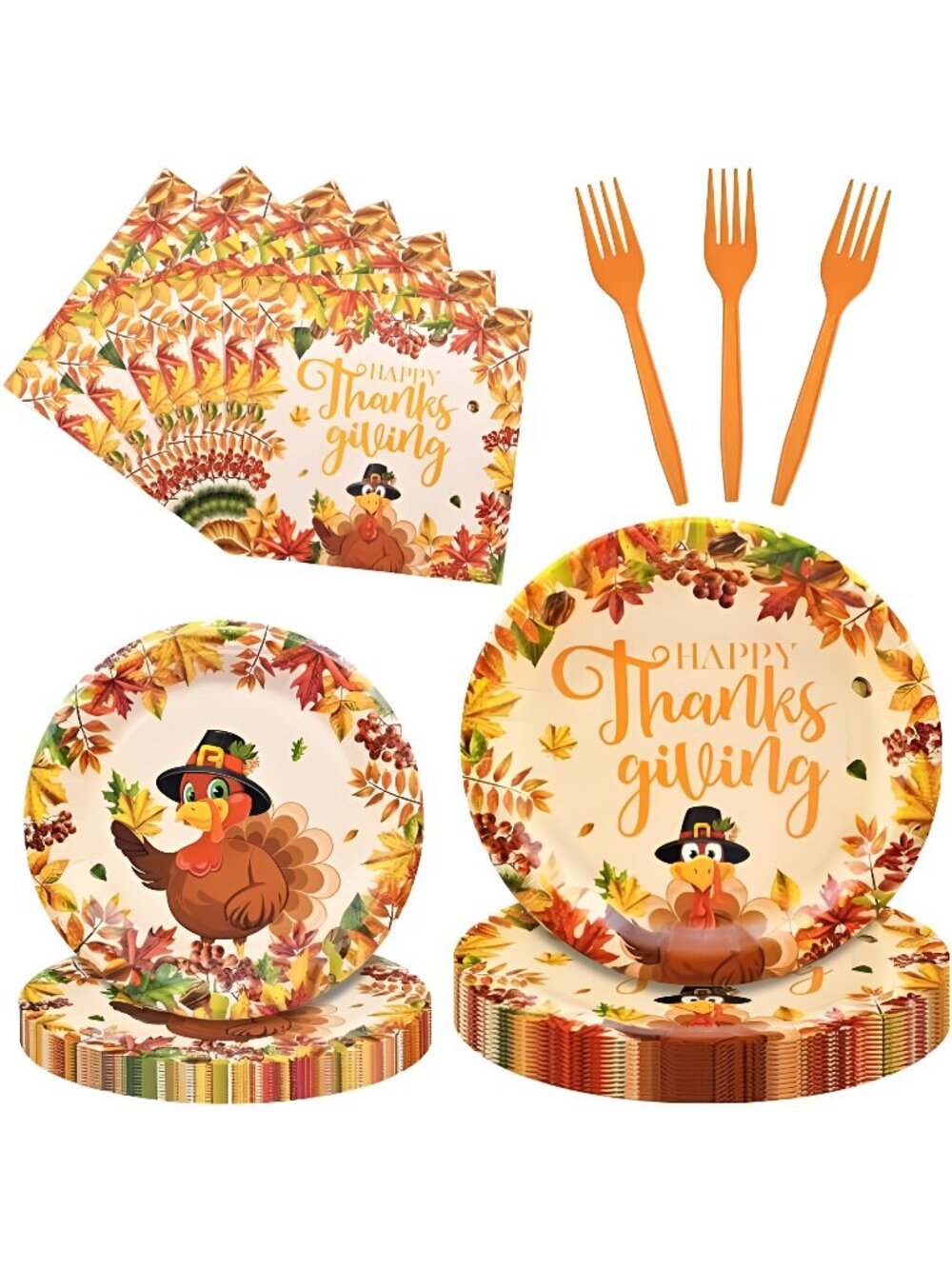100 Pieces Thanksgiving Turkey Tableware Set Party Supplies – Happy Thanksgiving